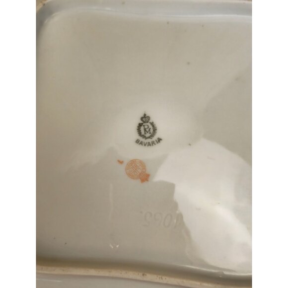 RM Bavaria Porcelain Square Serving Plate With Purple & White Rose Design - Picture 6 of 6